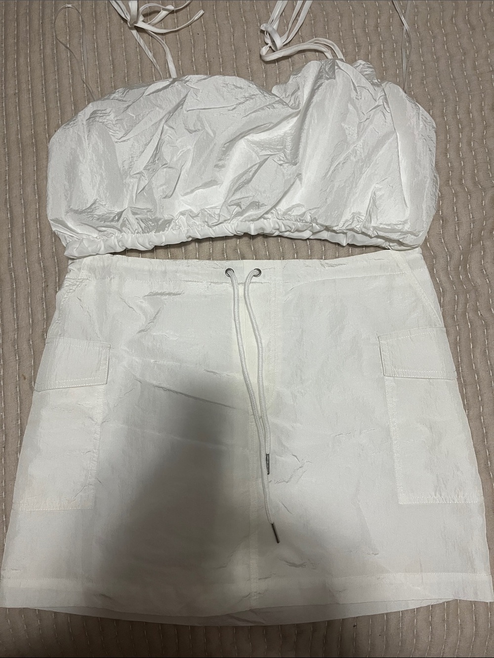 Fashion Nova White Two-Piece Skirt Set